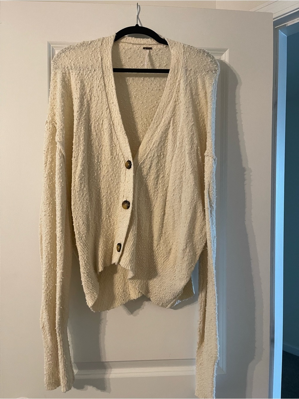 Free People Cream Chunky Button Cardigan